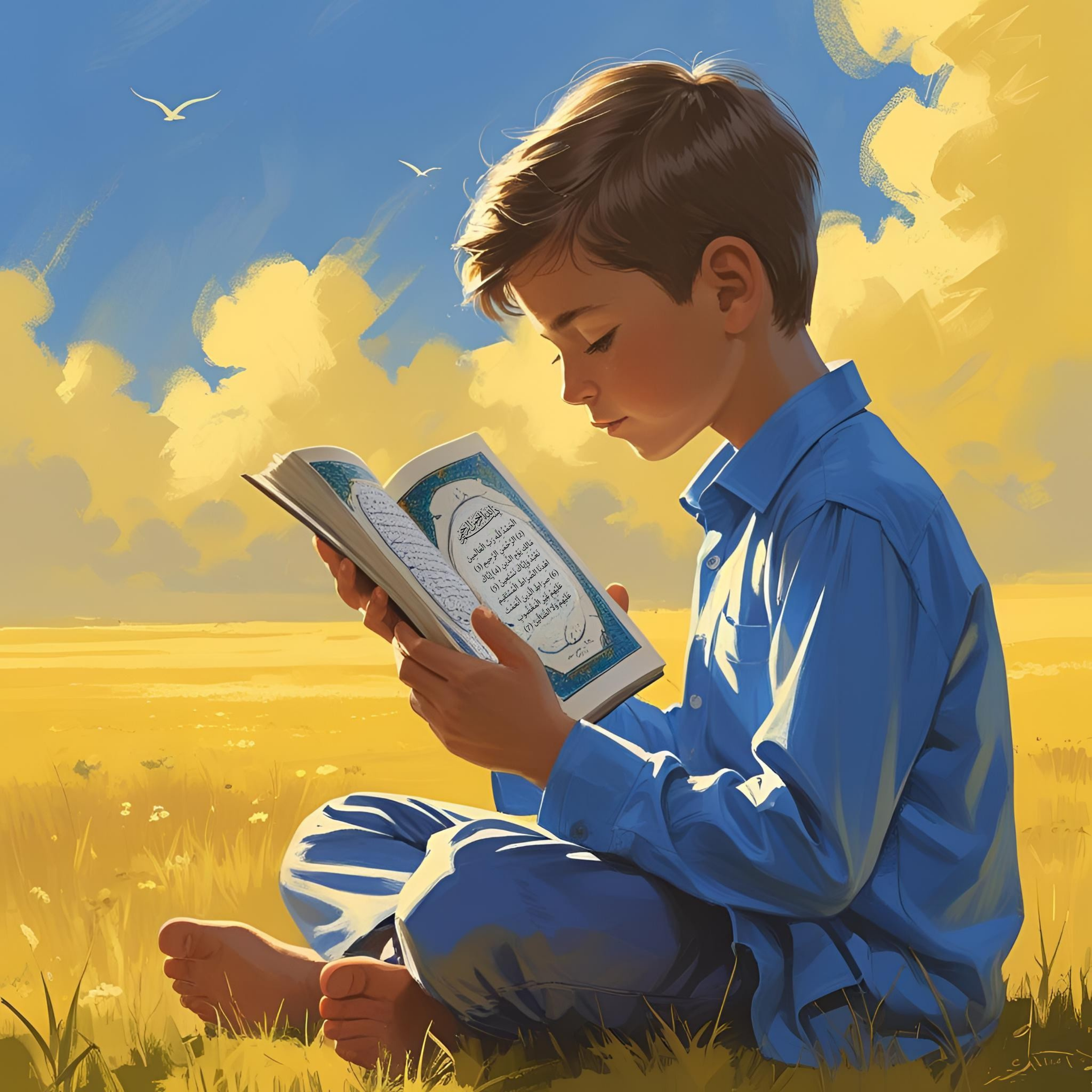 Boy reading Quran